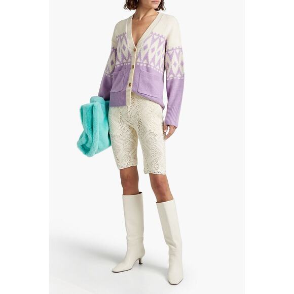 Derek Lam 10 Crosby Fair Isle Wool-Blend Cardigan Size Medium - Picture 1 of 13